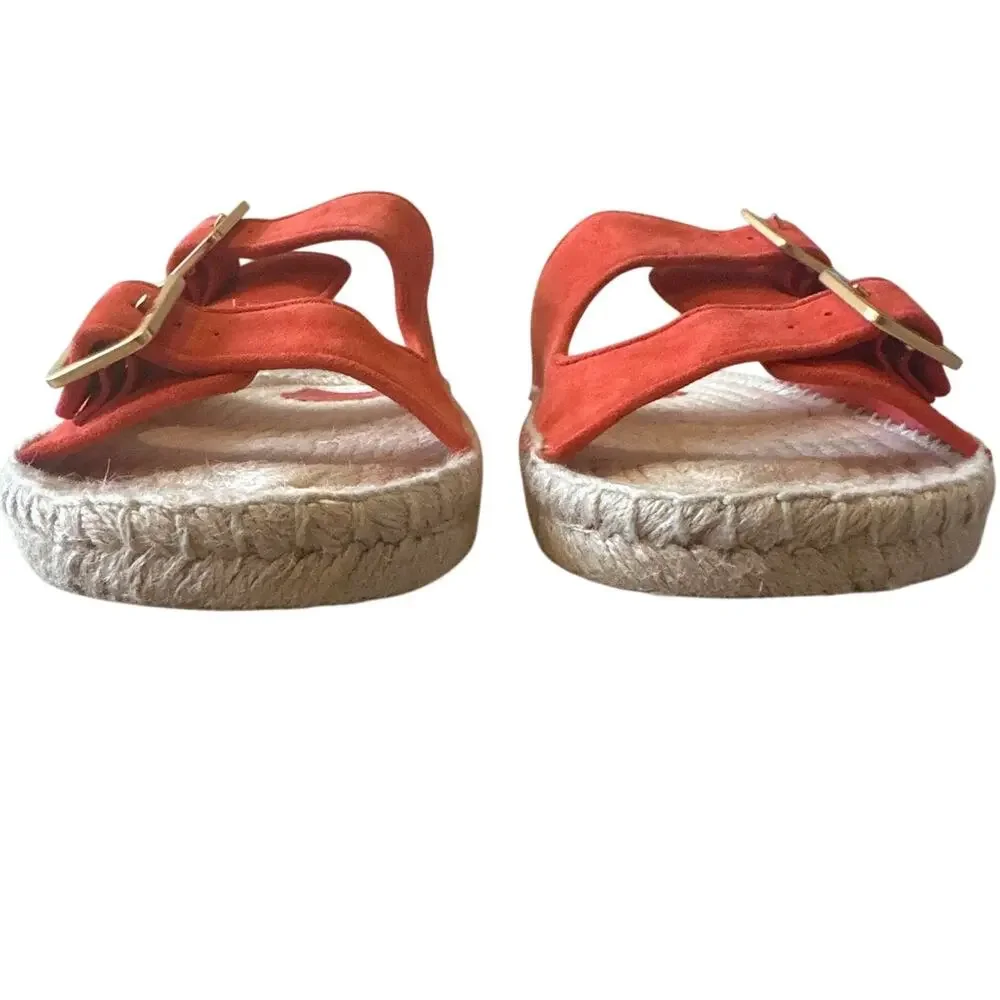 Tory Burch Orange‎ Suede Two Band Espadrille Sandals 8.5
